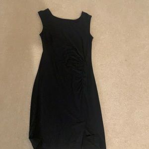 Ann Taylor knit black ruched dress small